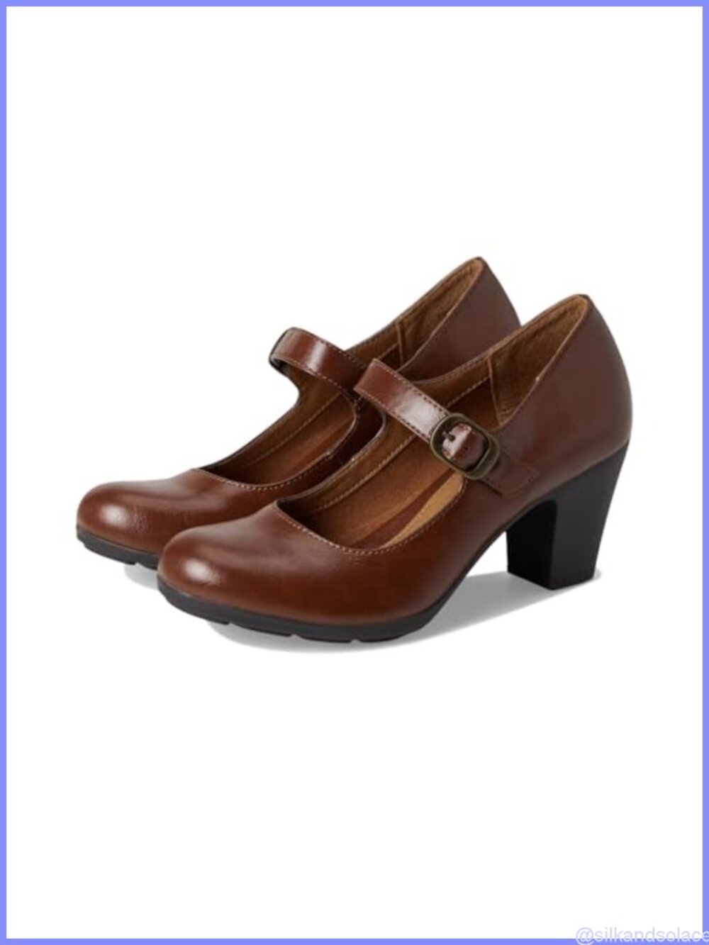 Faux Leather Mary Jane Block Heel Pump with Cushioned Insole